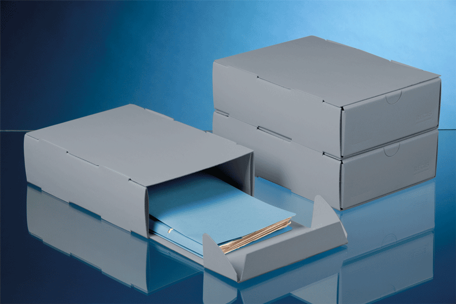 37179 Archive folding carton with panel and drawer