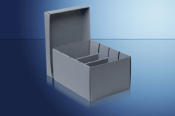 Karteikartenbox mit 3 festen Stegen, 31 x 26,5 x 18 cm, (Materialstärke 1,4mm)
